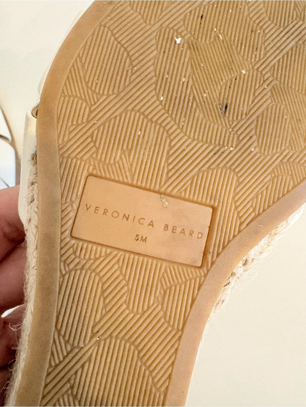 Veronica Beard || Ivy Woven Wedge Espadrille Sandals White Tan 5